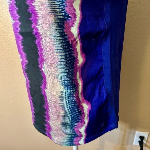 Hurley Tank Small Purple Turquoise Black Abstract Pattern Athletic Stretchy - Picture 8 of 14